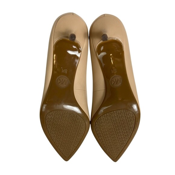 Michael Kors Neutral Beige Leather Pointed Kitten Heel Pumps Size 8 Party Office - Picture 8 of 16